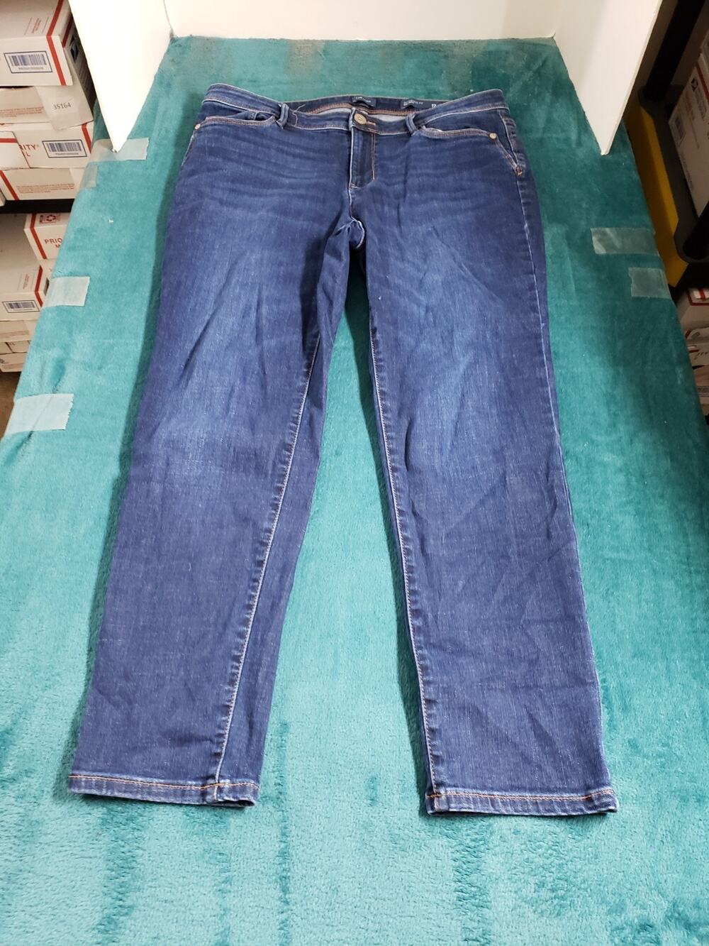 J.Jill Jeans Size 12 Womens Blue Pants Stretch Denim Mid Rise Slim Ankle